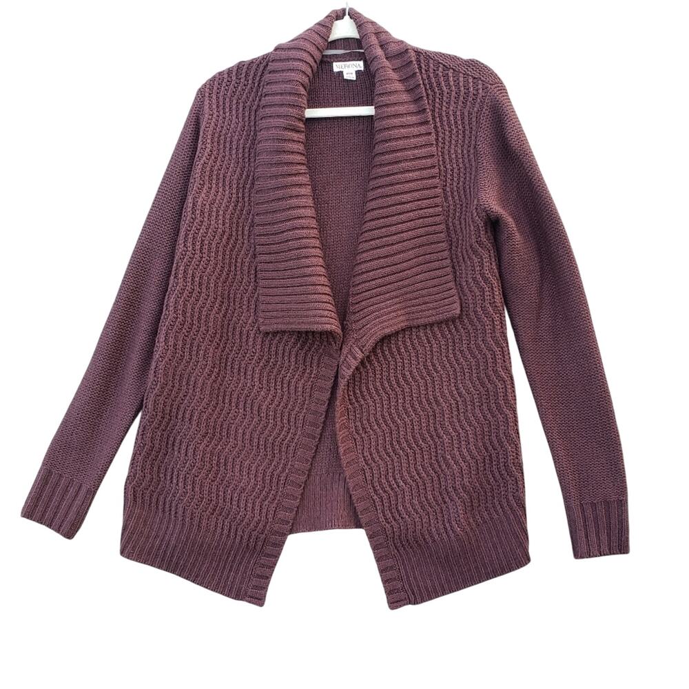 Merona Womens Medium Coffee Brown Open Front 100% Acrylic Knit Cardigan Sweater
